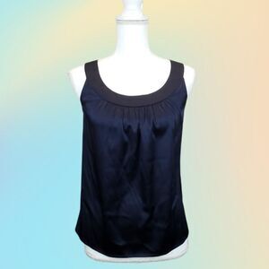 St. John Silk Scoop Neck Midnight Blue Sleeveless Top